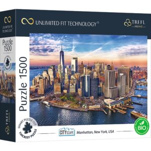 Trefl - 26189 - Manhattan, New York, USA - 1500 Piece (With Unique Cutting Technology to Connect any Number of Images Together with Unique Puzzle Shapes)